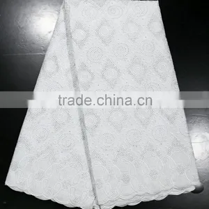 Royal Blue African Swiss Cotton Big Voile Lace Heavy Lace Swiss Voile Lace for Family Evening Dress thumbnail-2