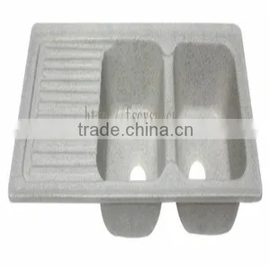 Double Acrylic Kitchen Sink With Drain Board/grey Kitchen Sinks Size thumbnail-1