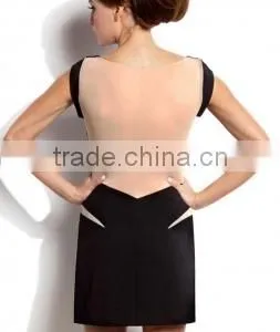 Wholesale Formal Dress Women Mini Dress With Black Stretch Mesh Insert thumbnail-3