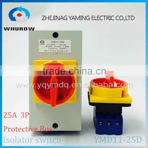 Isolator Switch With Protective Box Cover Waterproof YMD11-25D 3P 25A Rotary Changeover Switch On-off Power Cutoff With Padlock Supplier's Choice thumbnail-1