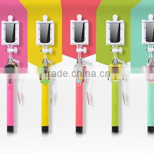 2015 Wholesale Lovely Cartoon Girl Design Portable Selfie Stick Wired Control thumbnail-1