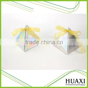 Small Silvery Christmas Paper Gift Box With Ribbon thumbnail-3