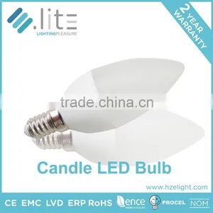 Led Lighting Candle Shape C37 Bulb 5w IC Driver E12 E14 E26 E27 Base CE RoHS Certifications Plastic Plus Aluminium Factory Price thumbnail-1
