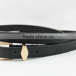 2015 New Design Fashion Belts for Black Lady Skinny PU Belts With Fashion Buckles thumbnail-2