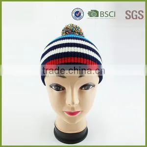 Wholesale Custom Pom Pom Knitted Beanie Hat With Top Ball thumbnail-1