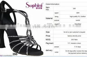 Deep Tan Satin Rhinestone/Crystal Stone Dance Shoes by Suphini thumbnail-2