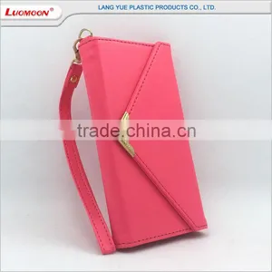 PU Leather Plain Pattern Metal Magnet Buckle With Strap, ID Card Slot Phone Case for Iphone 6 5 4 S C SE PLUS thumbnail-2