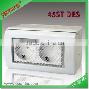 IP55 Outdoor Electrical Switch Socket Euro Double Waterproof Socket thumbnail-1