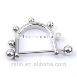 Hot Wholesale Nipple Ring With Ball Body Piercing Jewelry /Prism Art Deco Dangle Nipple Piercing Ring thumbnail-1
