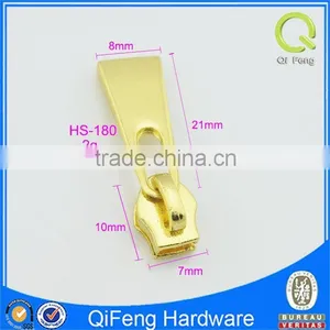 HS-180 Gold Zipper Puller Custom Metal Bag Part Gold Simple Design thumbnail-2