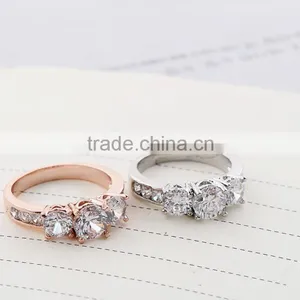 Wholesale Latest Design Rings Rose Real Gold Alloy Zircon Jewellery Ring thumbnail-2