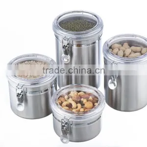 4pcs Stainless Steel Canister Set With Acrylic Lids thumbnail-2