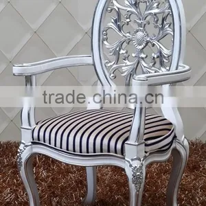 New Design Oval Back Baroque Solid Wood Dining Chair With Arm, Upholstered Chair thumbnail-1