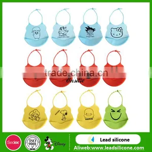 FDA Standard Flexible Washable Food Grade Silicone Baby Bibs thumbnail-1