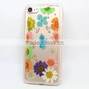 Transparent TPU Phone Case Real Flower Sticker Phone Cover Protective Back Cover for IPhone 7 / Plus thumbnail-3