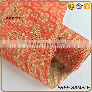 Banquet Table Runner Polyester Jute Fabric thumbnail-1