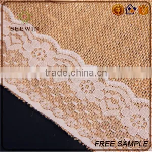 Christmas New Fashion Burlap Lace Table Runner thumbnail-1