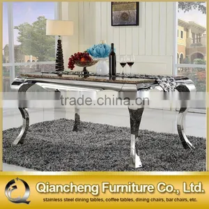 Simple Designs 4 Stainless Steel Legs Marble Top Dining Table thumbnail-2