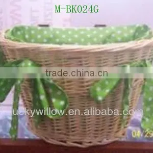 Semicircle Wicker Bicycle Basket With Colorful Cotton Liner thumbnail-1