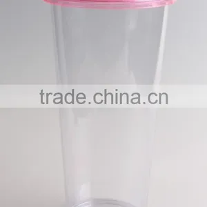 Single Wall Clear Transparent 16oz Plastic Tumbler With Straw And Lids thumbnail-3