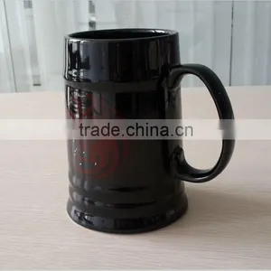 24oz Black Color Ceramic Beer Mug thumbnail-3