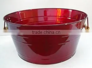 Tin Ice Bucket in Red Color thumbnail-2