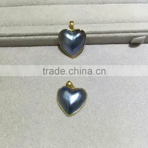 7-8mm Black Heart Shaped Mabe Pearl Pendant on Sale thumbnail-3