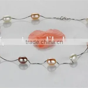 8-9mm Rice Freshwater Pearl Necklace and Bracelet Sets thumbnail-2