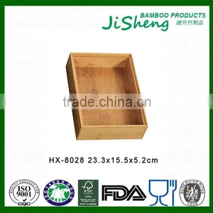 FDA Certificate 9x6x2 INCH Eco-friendly Bamboo Wooden Cutlery Box thumbnail-1