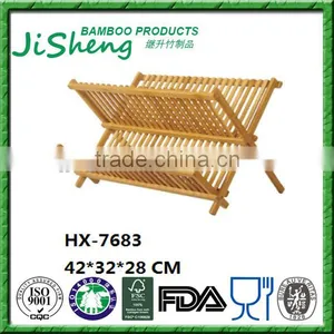 High Quality Stable 42*32*28CM 100% Natural Bamboo Wood Dish Rack thumbnail-1