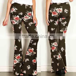 Casual Clothes 95% POLYESTER 5% SPANDEX FLORAL PRINT PALAZZO KNIT PANTS Wide Leg Trousers Fashion thumbnail-1