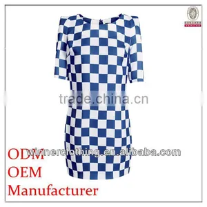 Women's Your Own Brand Designer Ladies' Close Fit Grid Printed Corporate Dresses thumbnail-1
