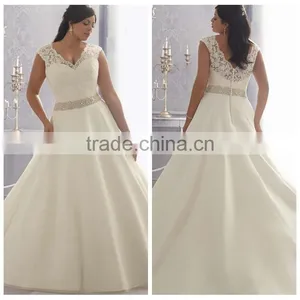Plus Size Mermaid Lace Beaded Fat Woman Wedding Dress thumbnail-1