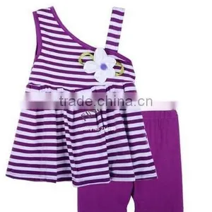 2014 Girls Kids Striped Pattern Clothing Set Sleeveless Summer Clothing T Shirt+ Pants 20091 thumbnail-1