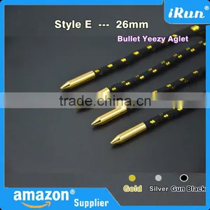 (MOQ:100pcs) Metal Shoe Lace Bullet Aglet- Set Of 4 - 26mm Repair Laces Or Pull Cords Bullet Aglets Tips - 3 Colour Choices Tips thumbnail-1