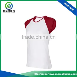 New Design Contrast Raglan Sleeve Women Slim Fit Sport t Shirts thumbnail-3