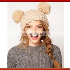 Women Knit Hat With Ears/Wholesale Cat Ear Beanie Crochet Braided Knit/Best Selling Cute Earflap Hand Made Woman Knitted Hats thumbnail-1
