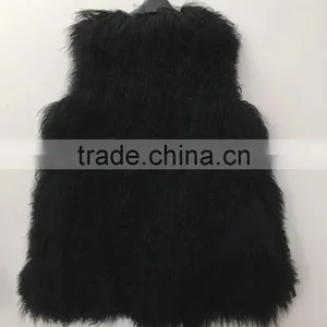 YR545 Basic Style Real Mongolia Fur Vest Lots of Colors Tibet Lamb Fur Gilet thumbnail-5