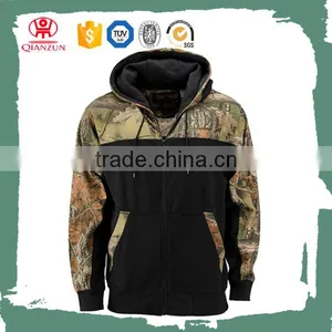 Mens Full Zip CAMO/ BLACK & CAMO Hoodie SWEATSHIRT JACKET Hunting Camping Sports thumbnail-4
