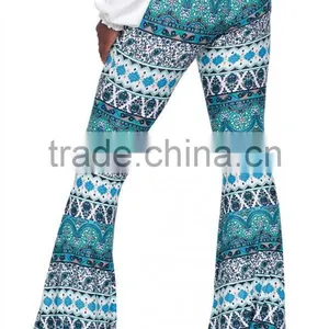 Ladies Coloful Printing Wide Leg Bell Bottom Palazzo Pants thumbnail-6