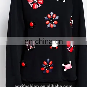 Latest Fashion Blouse Design Long Sleeve Beaded Latest Fashion Ladies Blouse thumbnail-4