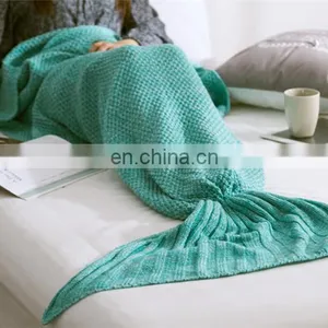 2017 Hot Sale Mermaid Blanket Mermaid Tail Blanket Adults Handmade Home Sofa Blankets Knitted Design thumbnail-4