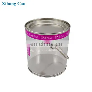 Customized Round Clear Paint Can With Tin Lid thumbnail-1