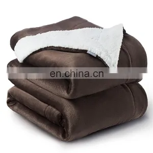 Cheap Brown 100% Superfine Fiber Fleece Sherpa Blanket For Sale thumbnail-7