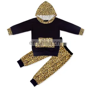 Wholesale 2019 Girls Winter Boutique Outfits Black Leopard Hat Sweater Children's Boutique Leopard Pants Cloth Kids Clothes thumbnail-1