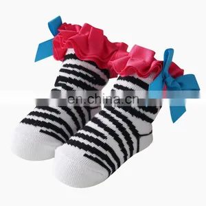 Baby Socks Zebra Cartoon Pattern Baby Socks Bowknot European and American Cotton Newborn Floor Socks Spring and Autumn Shape thumbnail-1