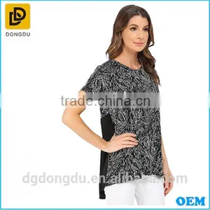 Women Latest Fashion Blouse Design Short Sleeve Lady High-Low Hem Blouse thumbnail-2