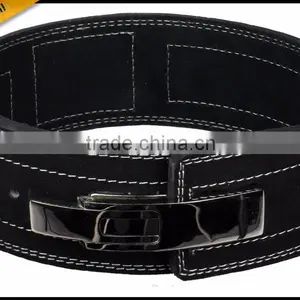Professional Fitness Weightlifting Power Gym Belt Lever Genuine Leather Belt 4" Black Buckle New thumbnail-1