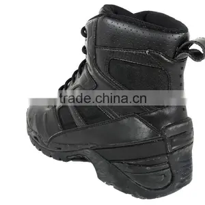 6 Inches Black Leather Steel Toe Cap Military Boots With Zipper thumbnail-5