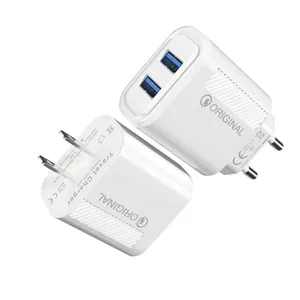Hot Sale EU US Plug 2USB Port is Suitable for Different Mobile Phone QC3.0 Fast Charge Adapter Charging Plug thumbnail-1